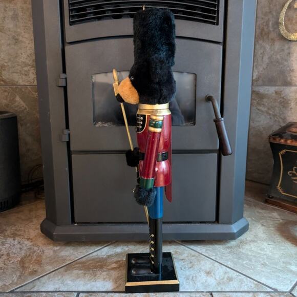 2 Foot Teddy Bear Nutcracker Christmas Holiday Decor Soldier Wood 24" Large 2014 - Picture 4 of 16
